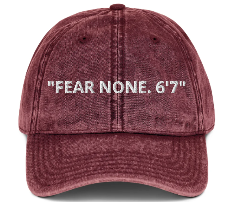 Vintage Cotton Twill Cap By "FEAR NONE. 6'7" - Maroon